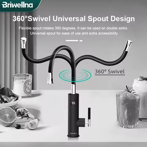 Briwellna Electric Faucet With Universal Spout Water Heater 220V Heating Tap Instant Water Heater St