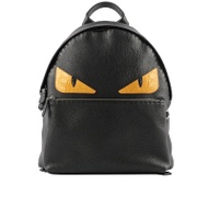 【FENDI】Bag Bugs 鱷魚皮怪獸眼睛牛皮後背包(黑色)(展示品)