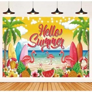 Hello summer backdro Aloha Theme Birthday Banner for Hawaii tropical party