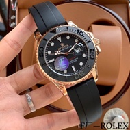 Rolex Yacht-Master series stainless steel case, natural rubber strap, men's casual mechanical watch