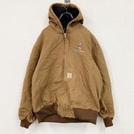 二手 Carhartt Active Duck 夾克，帶有絎縫內襯和填充襯裡，ブラウン，L 碼