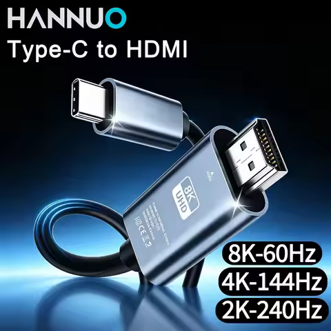 HANNUO USB C to HDMI Cable Type C to HDMI 8K 4K 60Hz/144Hz Adapter to HDTV 2.0 Converter Cable for i
