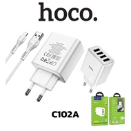 Hoco C102A หัวชาร์จ​4USB+QC3.0 ขากลมแท้100% สำหรับ Lightning / Micro-USB / Type-C