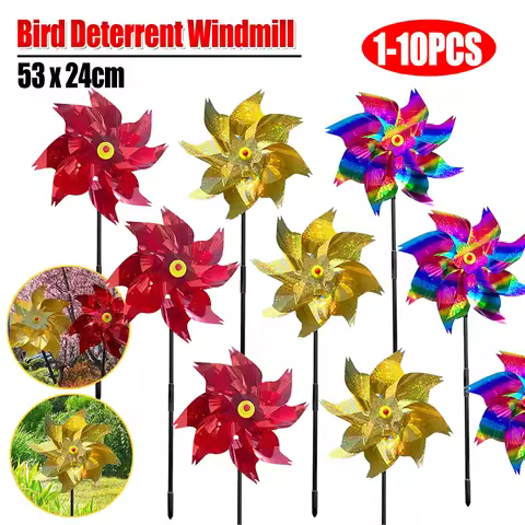 1-10PCS Fruit Garden Reflective Windmills Children Kids Toys Colorful Outdoor Bird Scare Devices Law