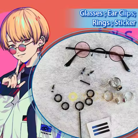 Hajun Yeon Cosplay Accessorries Paradox Live Earrings Ear Clips Rings Glasses Sattoo Sticker Props H