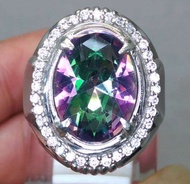 Cincin batu Akik Kecubung Pelangi Asli Natural Mistiq Quartz