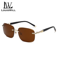 LouisWill Men Sunglasses Frameless Edge Cutting Metal Sunglasses Ultra Light Sunglasses UV400 Glasse