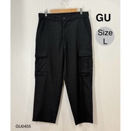 0455 GU Cargo Pants Suitable For Both Men And Women L Waist 33-36 Inches Black Second Hand Good Cond
