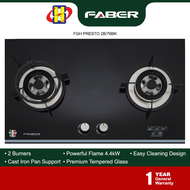 Faber Build-In Hob (76cm) 2-Burner Gas Cooker Tempered Glass Hob FGH PRESTO 2B/76BK