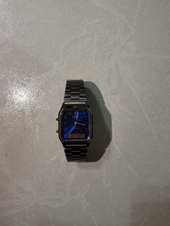 Casio 復古雙軌藍面鋼帶手錶