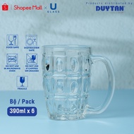 Set of 6 390ml U Glass Glass cups with custard-apple handle - PUG316, high quality Glass