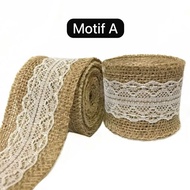 1 METER - JUTE CLOTH / BROWN LACE JUTE RIBBON / SIZE 5 CM / HESSIAN BURLAP JUTE