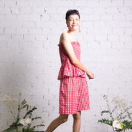 RASPBERRY GINGHAM ORTEGA PANTS