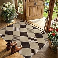 JTJ Washable Diamond 3x4 Grid Area Rug