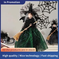 Halloween Witch Decoration 11 Inches Witch Doll Halloween Veil Witch Doll Witch Hat and Witch Broom 