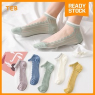 1 Pair Half Transparent Ankle Socks Hipster Style / Stokin Pendek Separuh Lutsinar Fesyen Hipster