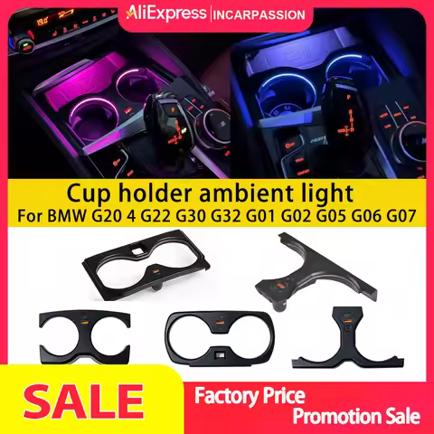 LED Cup Holder Frame For BMW 3 Series 5 Series 6GT X3 X4 X5 G05 G20 G28 G30 G38 G32 G01 G02 Ambient 