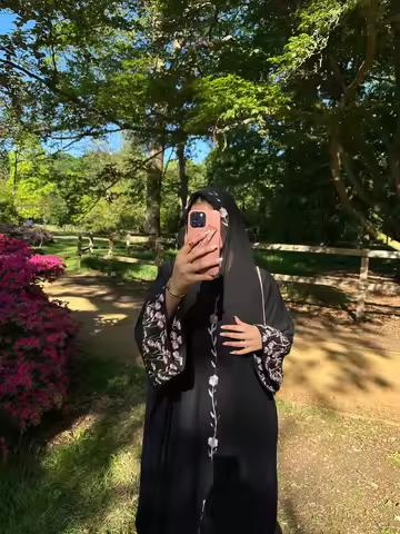 Middle East Luxury Muslim Abaya Elegant Women Embroidery Flower Kaftan Inner Dress Scarf Set Kimono 
