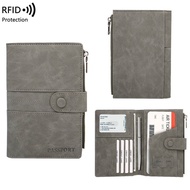 RFID Blocking Zipper Passport Holder Leather Travel Wallet Pelindung Pasport Kulit Unisex