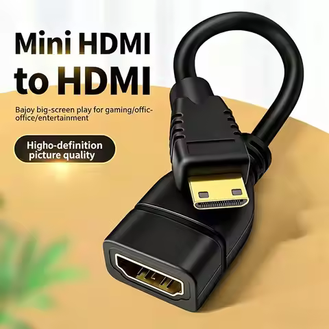 Mini HDMI-compatible to HDMI-compatible Cable Right Angle Mini HDTV Male to HDMI Female Adapter Conv
