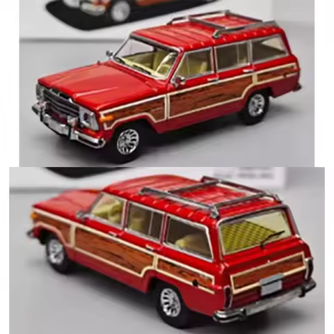596 1:64 Scale Diecast Alloy Car Model Red Wagoneer Simulation Finished Car Hobby Collection Classic