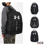 Under Armour UA Backpack Optional Hustle Black Silver Laptop Bag Large Capacity Multi-Layered Shoes 