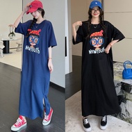 2024 Summer/Villain Avatar Loose Large Size T-Shirt Dress Korean Version Long Lazy Dress Large Size 