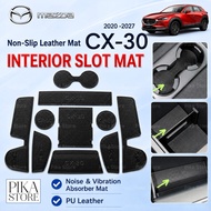 LEATHER Mazda CX30 Slot Mat Anti Slip Mat CX-30 2020-2024 Car Interior Cup Holder Mats Mazda CX30 Ac