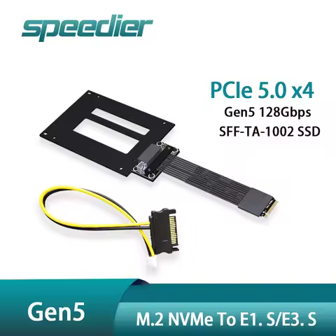 ADT-Link M.2 NVMe To E1. S/E3. S SFF-TA-1002 SSD Extension Adapter Riser Cable PCIe 5.0 x4 Gen5 128G