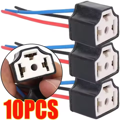 H4 Car Bulb Lampholder 3-hole Ceramic Wire Wiring Car Headlight Bulb Light Beam Socket Plug Auto Lig