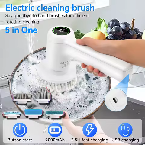 Electric Cleaning Brush 5 In 1 Electric Spin Cleaning Scrubber USB Rechargeable Electric Rotary Scru