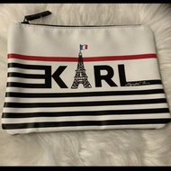 Karl Lagerfeld 卡爾條紋巴黎彩妝包/化妝包/手拿包/收納包