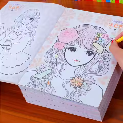 6 Books Princess Coloring Book For Kids Girls Primary School Students' Graffiti Drawing Book For 3-1
