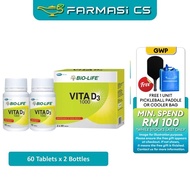 BIO-LIFE Vita D3 1000mg 60s x 2 Bottles (TWIN) EXP:04/2028 [ Vitamin D3, Farmasi CS ]