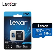 Microsd Lexar Card A2 U3 64Gb 128Gb 256Gb 512Gb High Speed 100Mb/S Memory Class10 633X Flash