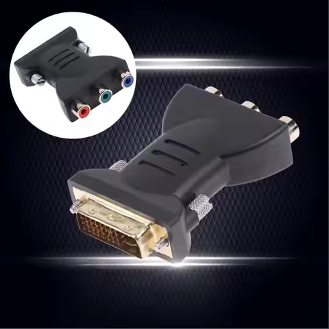 24+5Pin DVI Male to 3 RCA Female Port A/V Converter Adapter Connector Plug for Computer PC to DVD Pr