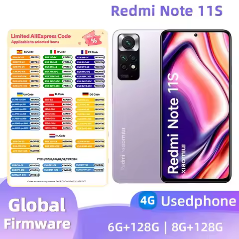 Redmi Note 11S 4g Android RAM 6GB ROM 128GB Unlocked 6.6 inches Screen MediaTek Dimensity 810 Origin