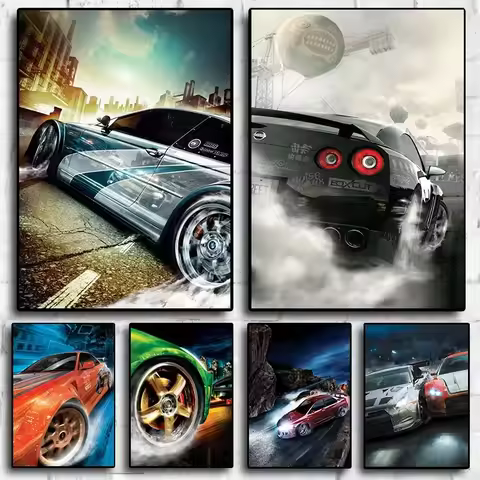 1pc frameless canvas painting Vintage World Famous Racing Car Rally Need for Speed Art Posters Canva