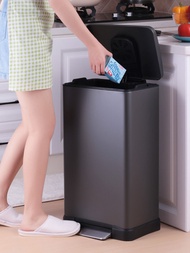 【Ai shop】 Large Capacity Thickened Stainless Steel Foot Pedal Kitchen Trash Can Living Room Garbage 