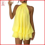 fulaide Women Summer Dress Soft Breathable Summer Dress Women’s Summer Halter Neck Chiffon Mini Dres