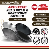 SSARAWOK Kitchen Wok Kuali Stainless Steel Non-stick Honeycomb Pan Kuali Hitam Besar Anti-lekat Hous