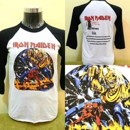 Vintage Reprint Sleeve 3q Three Tribes Absorb Print Iron Maiden World Tour 1982 - 1983 Band T-shirt