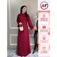 SA CNY ao dai, strawberry ao dai made of high quality sequins and bats, size S - 4XL