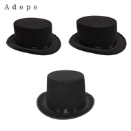[Adepe] Black Hat Hat Fedora Magician Majordoma Funky Flat Hat Formal Disguise Hats for Themed Festi