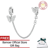 BAMOER 925 Sterling Silver Butterfly Safety Chain For Women Bracelet Making DIY Fashion Jewelry BSC8