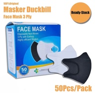 Masker DuckBill Garis Hidung 1 Box isi 50 Pcs / Masker Duckbill Dewasa [1] / Masker 3ply Duckbill / Masker Facemask Masker / Masker Garis / Masker Duckbill HITAM dan PUTIH / Masker HITAM Masker PUTIH / READY STOCK / COD