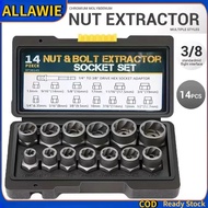 14PCS Impact Nut and Bolt Extractor Socket Set Damage Rust Screw Bolt Nut Remover Tools