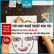 Learning Vietnamese Fun Materials - Hair Flower Art Game To Help Practice Spelling Hh, Stimulating Creativity For Children