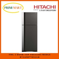 HITACHI 550L 2 DOOR FRIDGE RVG690P7MSGGR [GLASS GRAY] - 2 YEARS WARRANTY