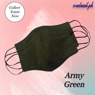 Army Green - 3ply Cotton Washable Face Mask with Pellon Filter